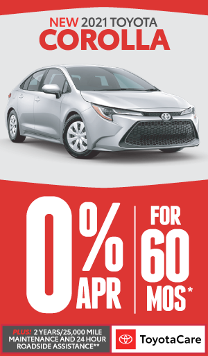 toyota corolla 0.9% APR offer for 72 months - click here to view inventory