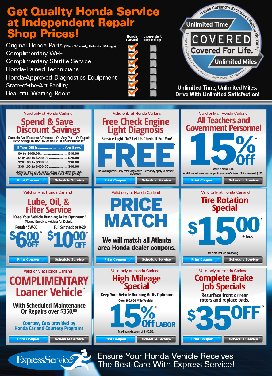 Atlanta honda oil change coupon