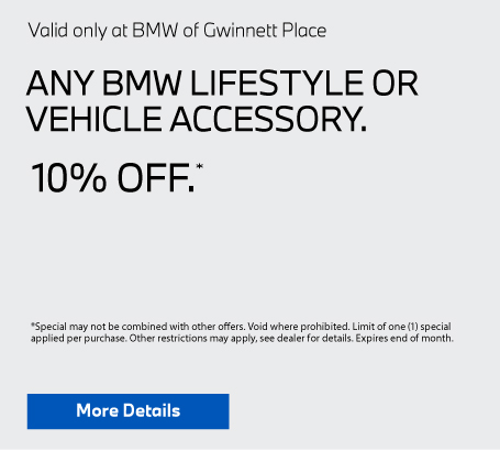 Valid only at United BMW - Any BMW Lifestyle Vehicle Accessory 10% Off. Click for details.