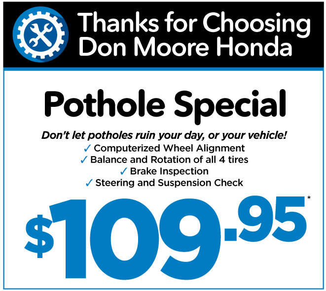 Pothole Special $109.95.