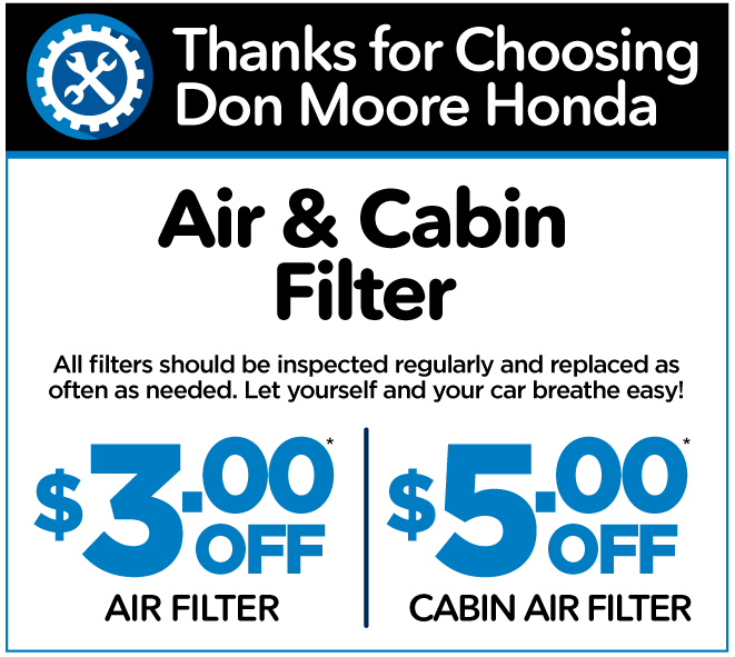 Air Cabin Filter Special: $3 Off Air Filter and $5 Off Cabin Air Filter