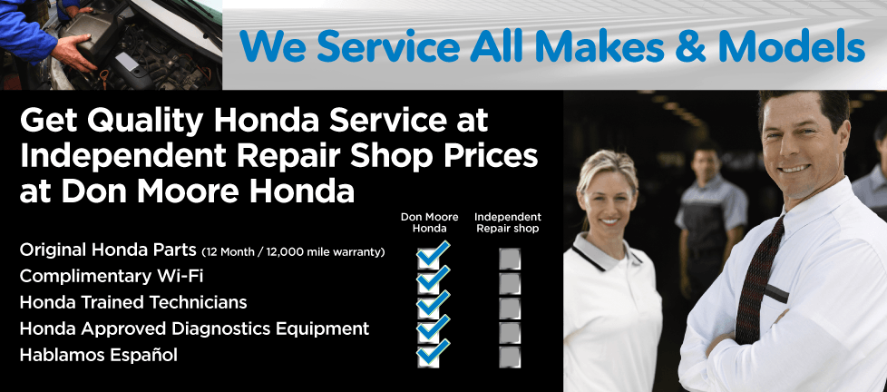 Service your vehicle with Don Moore Honda