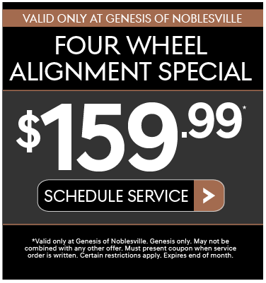 Valid Only at Genesis of Nobleville | Four Wheel Alignment Special | $159.99 - View Details.