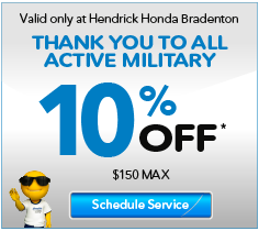 Valid only at Hendrick Honda Bradenton Oil Change & Tire Rotation $49.95. Click for more details.