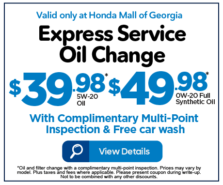 Express Service Oil Change - $39.98 for 5W-20 oil or $49.98 for 0W-20 full synthetic oil - Click to View Details