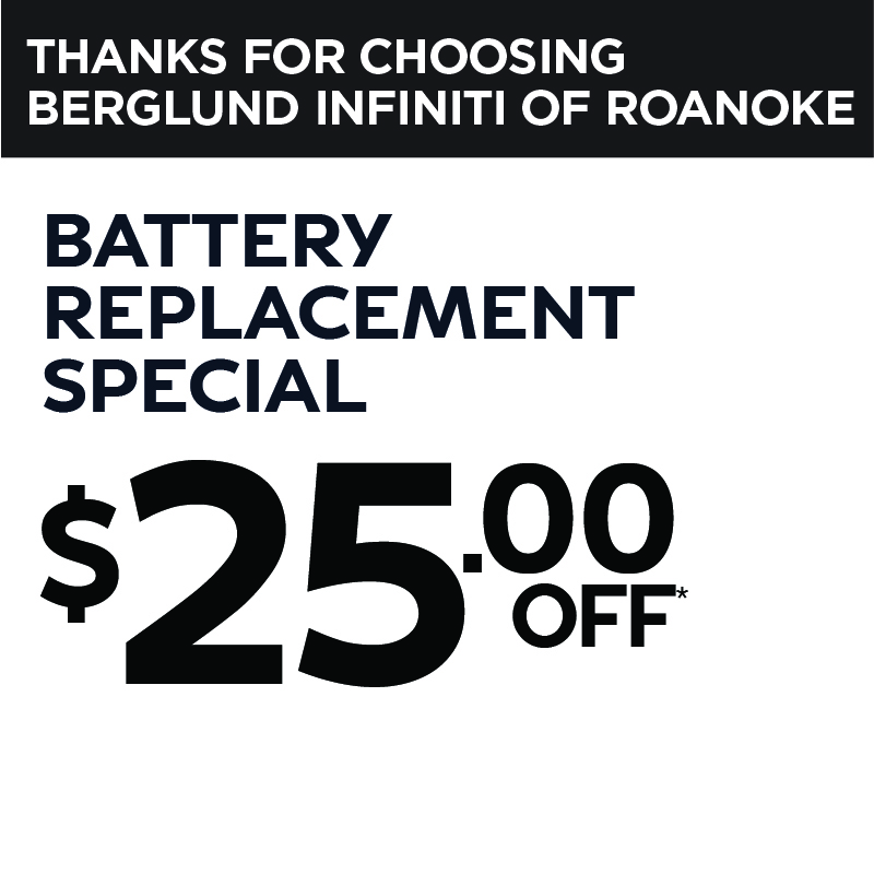 Thanks For Choosing Berglund INFINITI of Roanoke. Contact-Less Service Dropoff Location at INFINITI of Roanoke | Courtesy Pickup and Dropoff Available From Your Home With Appointment.