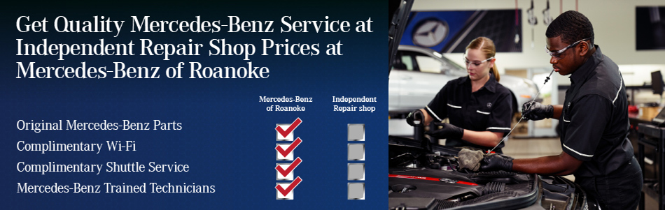 Get Quality Service at Independent Repair Shop Prices at Mercedes-Benz of Roanoke.