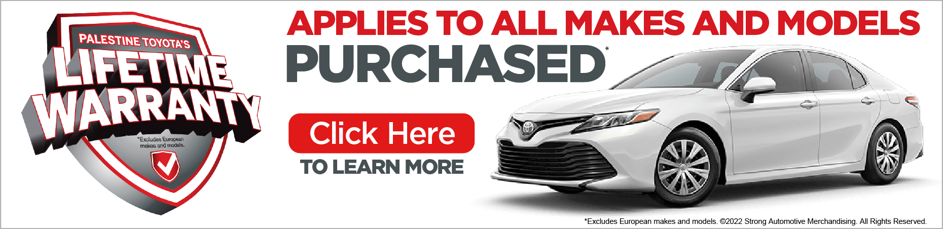 Palestine Toyota's Lifetime Warranty - Click here to learn more