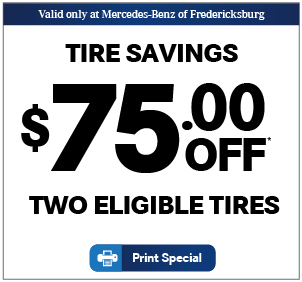 Tire Service Special - SAVE $150.00 INSTANTLY on the purchase of four eligible tires-SAVE $75.00 INSTANTLY on the purchase of four eligible tires | Print Special