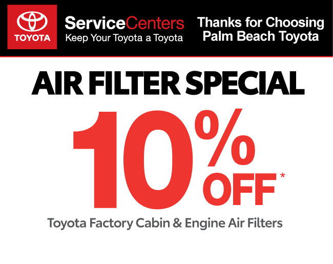 Air Filter Special - 10% off Toyota Factory Cabin and Engine Air Filters