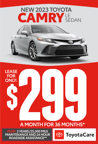 2023 Toyota Camry LE SEDAN - Lease for only $299/mo for 36 months - Plus 2 years/25K mile maintenance and 24-hour roadside assistance with Toyotacare** Click for more info