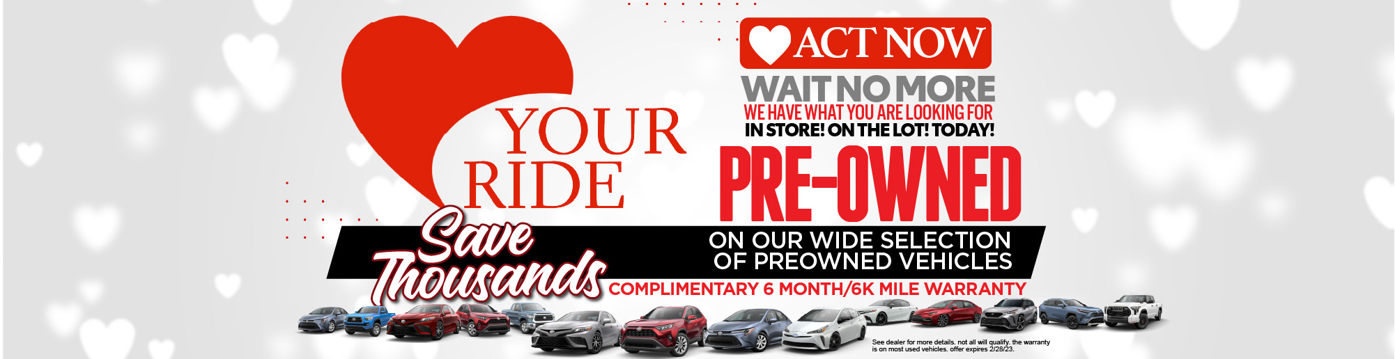 Pre-Owned Save Thousands! Act Now! On Our Wide Selection of Pre-Owned Models| Complimentary 6 month/6K Mile Warranty