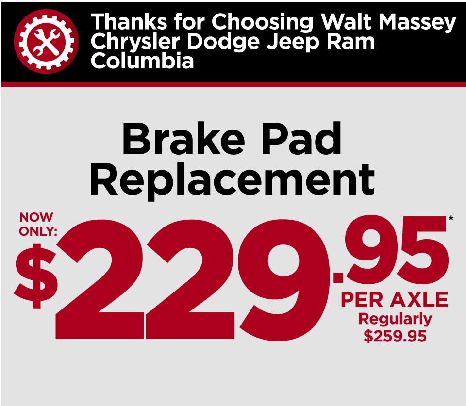 Brake Pad Replacement $229.95 per axle
