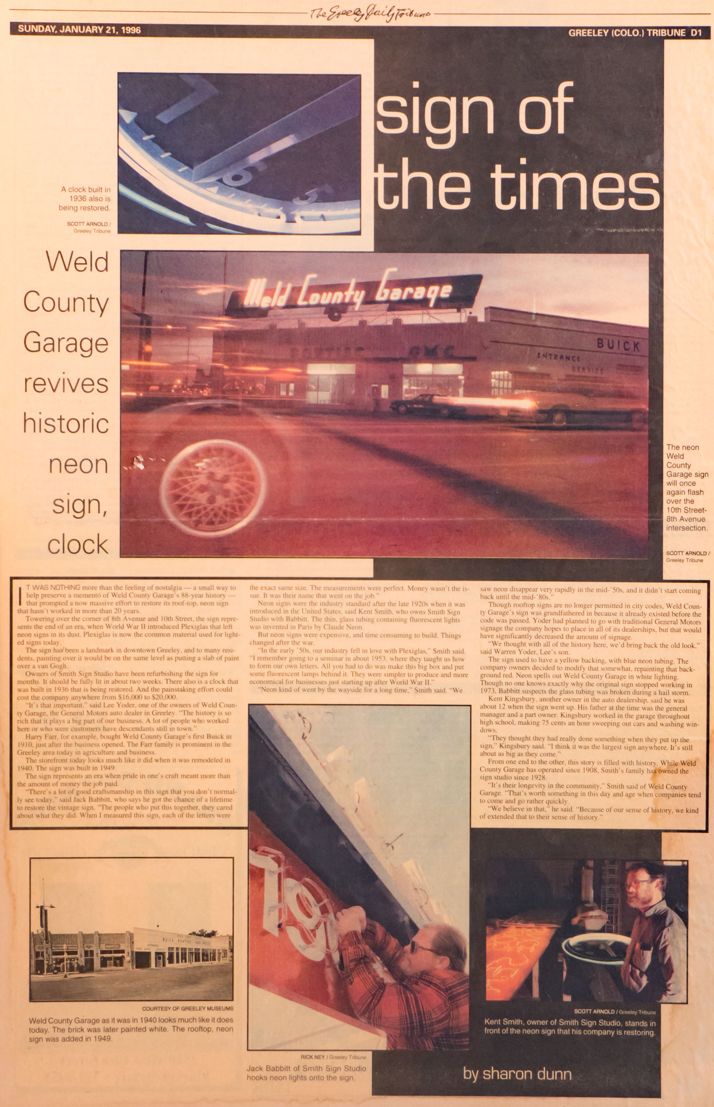 1996 Sign Refurbishment Newspaper Story